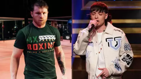 Canelo rechaza a Peso Pluma para entonar el Himno Nacional en su pelea