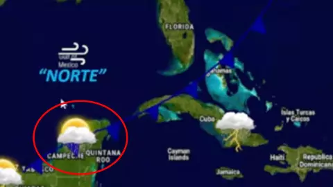 llegada del frente frio 33 a la península de yucatán