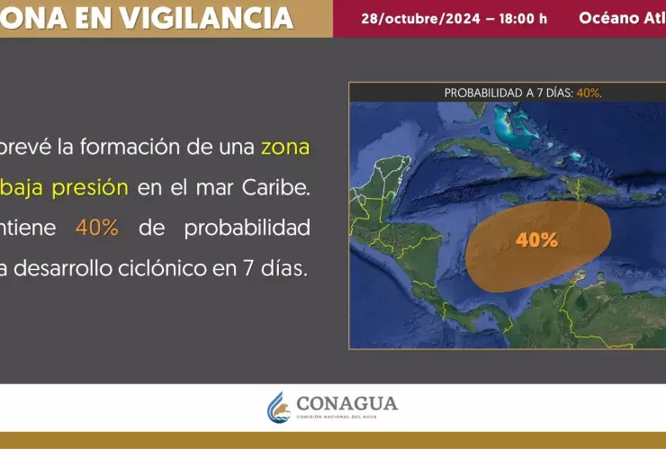 Una zona de baja presión en el mar Caribe aumenta su probabilidad de desarrollo ciclónico