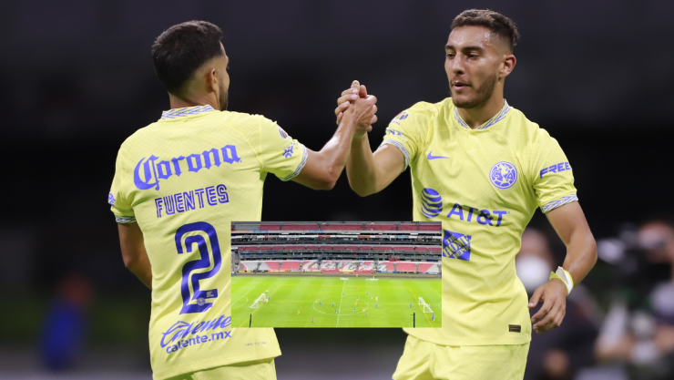 Jugadores del América celebrando un gol ante Tigres
