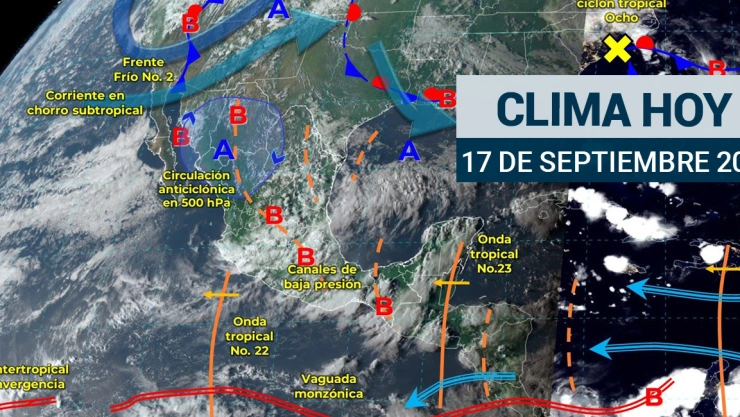 Frente frío 2 golpeará a México; así será el clima hoy 17 de septiembre