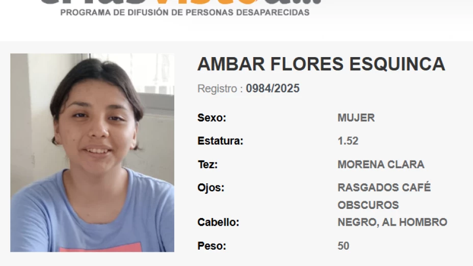 Ámbar Flores Esquinca desapareció en Tuxtla Gutiérrez el 7 de noviembre de 2025