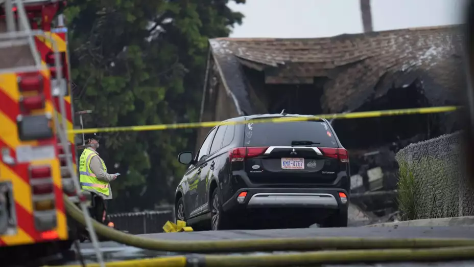 Lugar donde se estrelló una avioneta en San Diego, California.