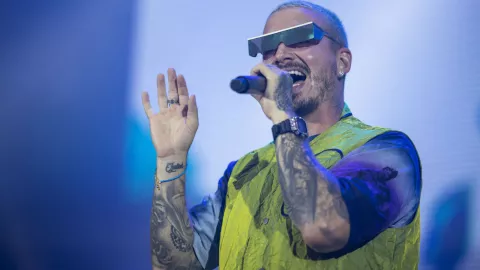 J Balvin durante un concierto en Tel Aviv, Israel, el 31 de julio de 2019. Imagen, AP.