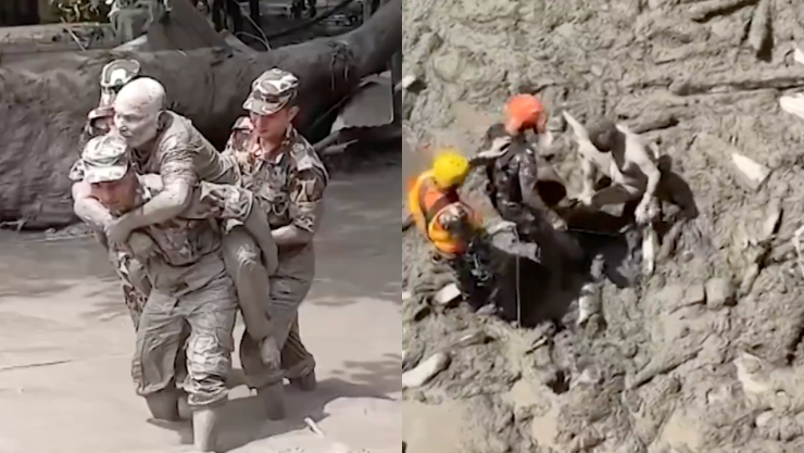 VIDEO muestra los rescates de sobrevivientes en la frontera de Nepal y China luego de las inundaciones