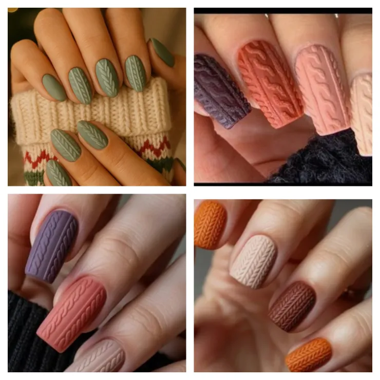 estilos de uñas efecto suéter