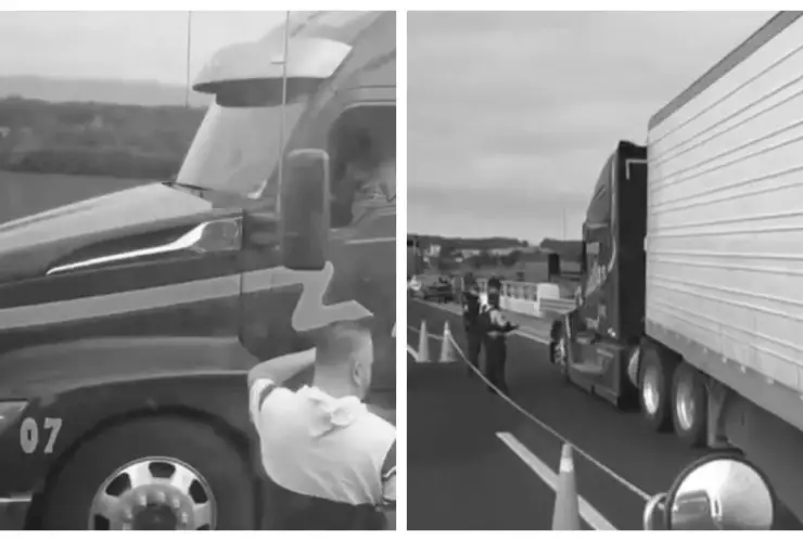 Asesinan a balazos a chofer de tráiler durante intento de robo en autopista México–Tuxpan. En la imagen se observa cómo el operativo de la Guardia Nacional Carreteras tras el asesinato del chofer de transporte.