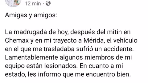 candidato mensaje accicdente.