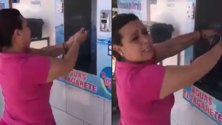 Lava sus tangas en purificadora de agua