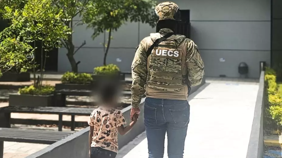 Niño rescatado de secuestro en Morelos el 8 de agosto de 2025.