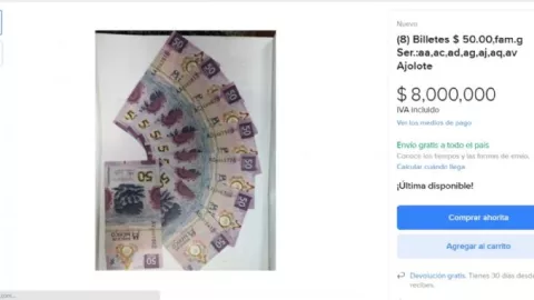 billete de 50 pesos se vende en 8 millones