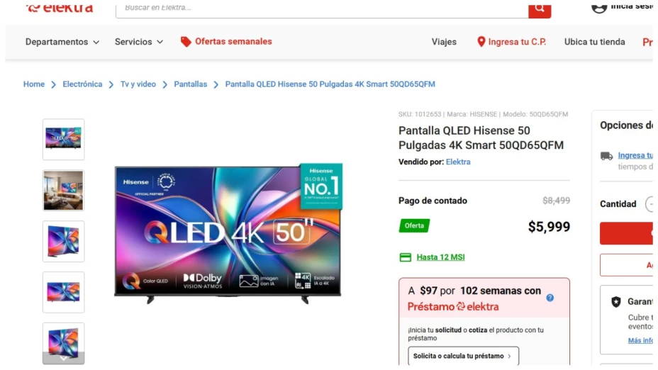 pantalla 50 pulgadas precio