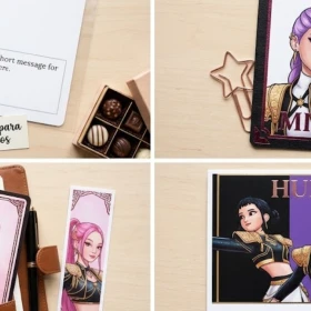 4 photocards de Huntrix para personalizar tus regalos y decorar tu colección