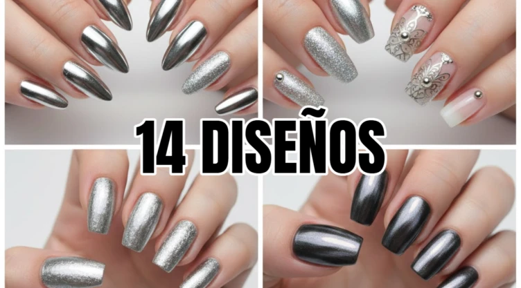 14 diseños de uñas plateadas que se ven elegantes: en cortas, largas y de varias formas