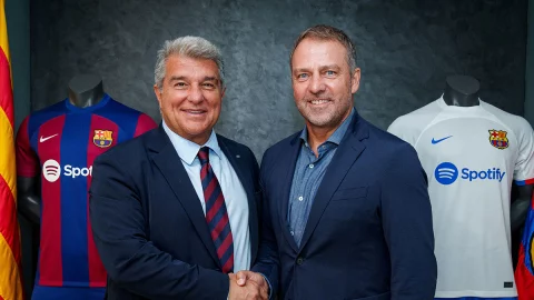 Joan Laporta y Hansi Flick