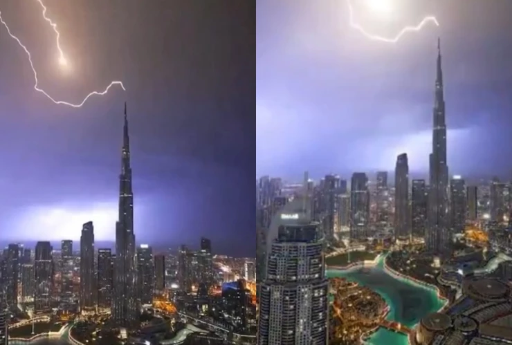 Un rayo impacta el Burj Khalifa y deja imágenes dignas de una película (VIDEO)