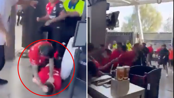 Riña en clásico tapatío en Los Ángeles video de pelea entre aficionados de Chivas y Atlas.png