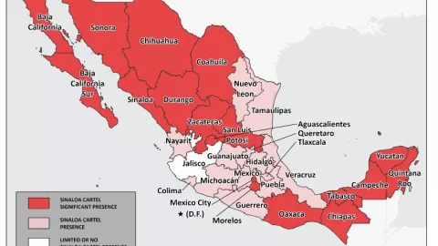 Áreas de operación dominantes del Cártel de Sinaloa