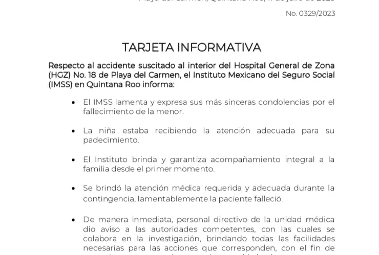 Muere niña de 6 años aplastada en elevador de un hospital