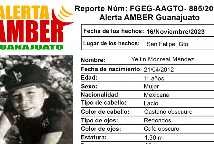 Yeilin Monreal Méndez, desaparecida en San Felipe, Guanajuato