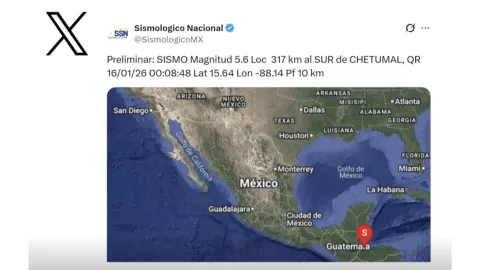 ¿Sismo en Quintana Roo? Esto se sabe del TEMBLOR magnitud 5.6 al sur de Chetumal HOY, 16 de enero de 2026
