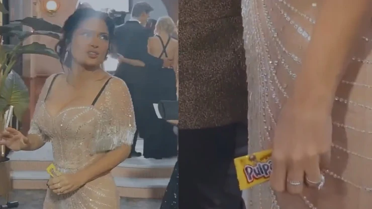 ¡Con pulparindo incluido! Salma Hayek llega a los Globos de Oro