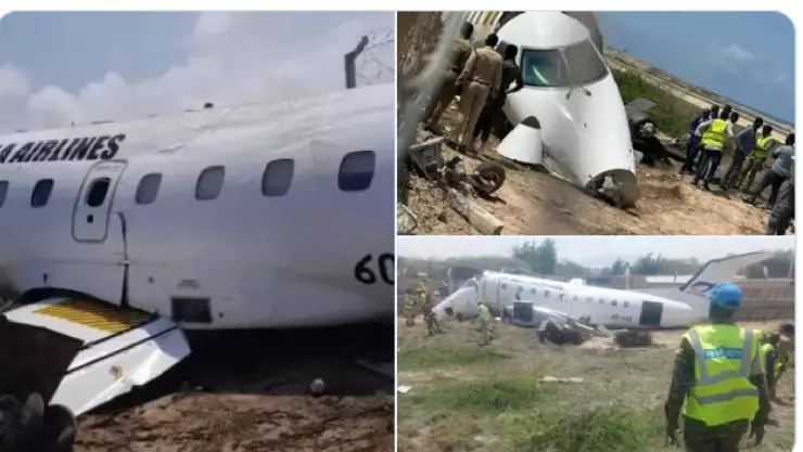 Accidente aéreo en Somalia_ Avión se sale de la pista y de milagros sobreviven los 30 pasajeros