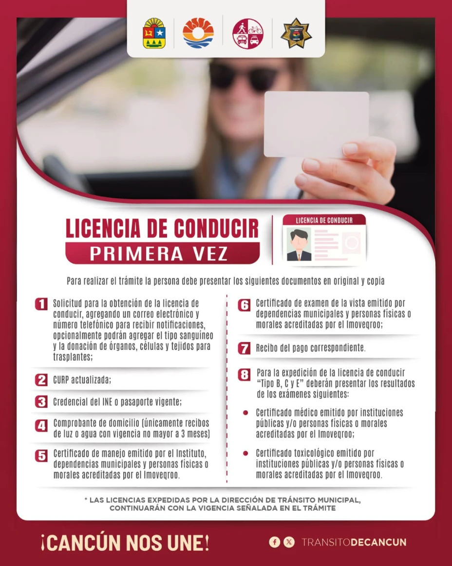 Requisitos para la licencia de conducir en Cancun