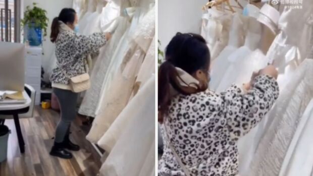 Video mujer destruyó vestidos 1.jpg