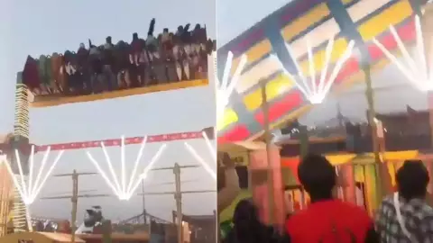 VIDEO: Así fue el terrorífico colapso de juego mecánico en la India que dejó muerto y 13 heridos