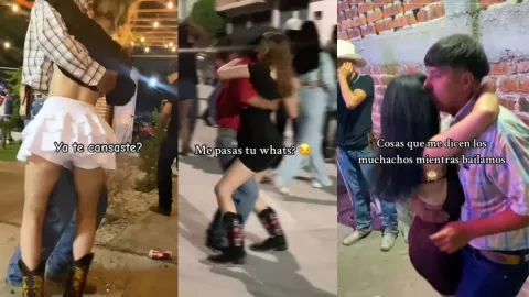 Chica de León baila con hombres