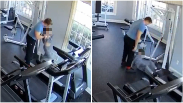 El padre fue captado con su hijo en un gimnasio.