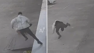 Hombre recibe su karma instantáneo al intentar patear a un perrito.png