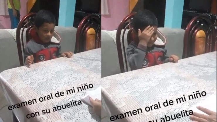 Niño genio en examén oral.