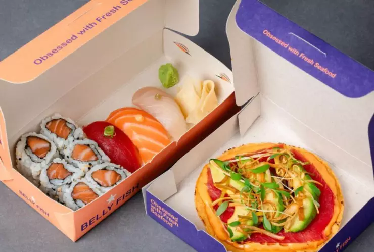 Paquete de comida del restaurante Belly Fish