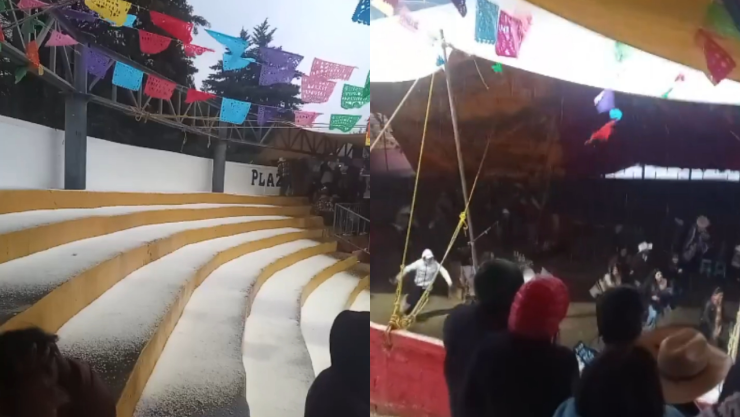 Lona se desploma por la caída de granizo en Tlalpan, CDMX