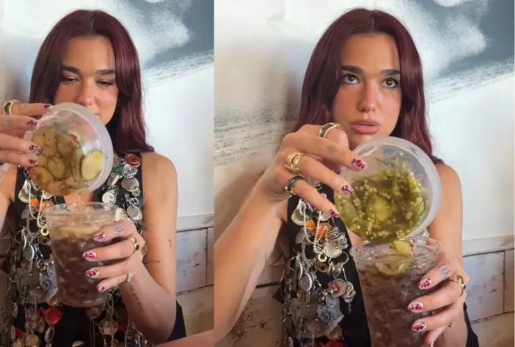 VIDEO | Dua Lipa sorprende con su extraña receta de refresco con pepinillos y más: ¿Te atreverías a probarla?