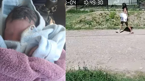 Encuentran a un recién nacido dentro de una bolsa en la calle en Argentina; cámaras captan a una mujer