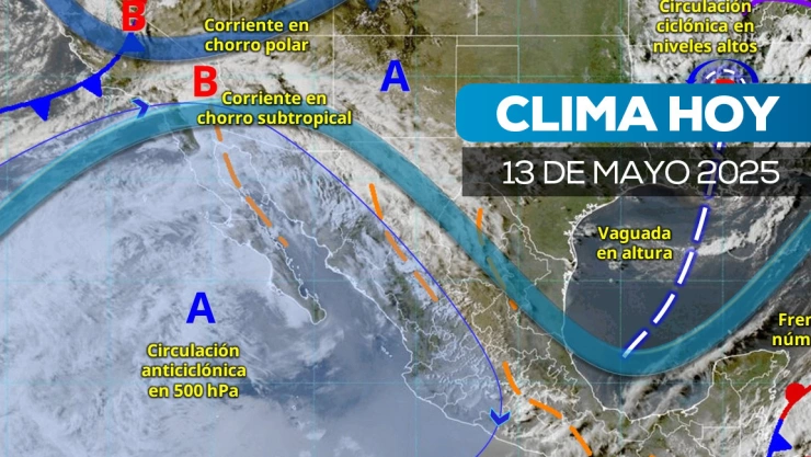 Mapa satelital de cómo estará el clima en México el 13 de mayo de 2025