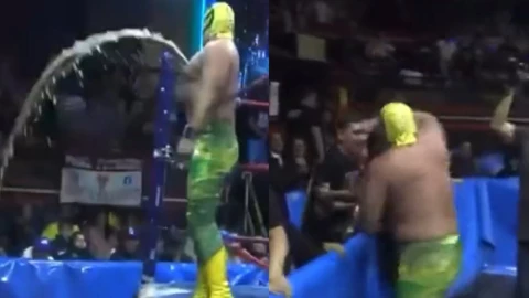 Luchador golpea aficionado