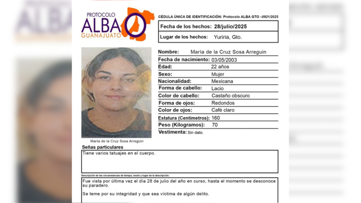 Desaparecidos Guanajuato ¿Quién es María de la Cruz Sosa Arreguín y qué se sabe de su desaparición en Yuriria.png