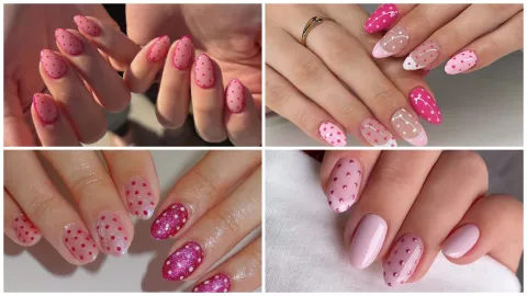 pink dots - diseños de uñas con fresas