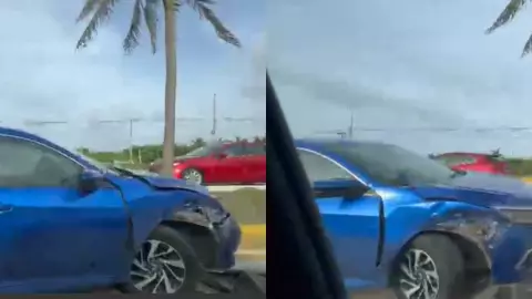 ¡AL MOMENTO! Accidente genera tráfico en el Blvd. Colosio en Cancún HOY 18 de junio.jpg