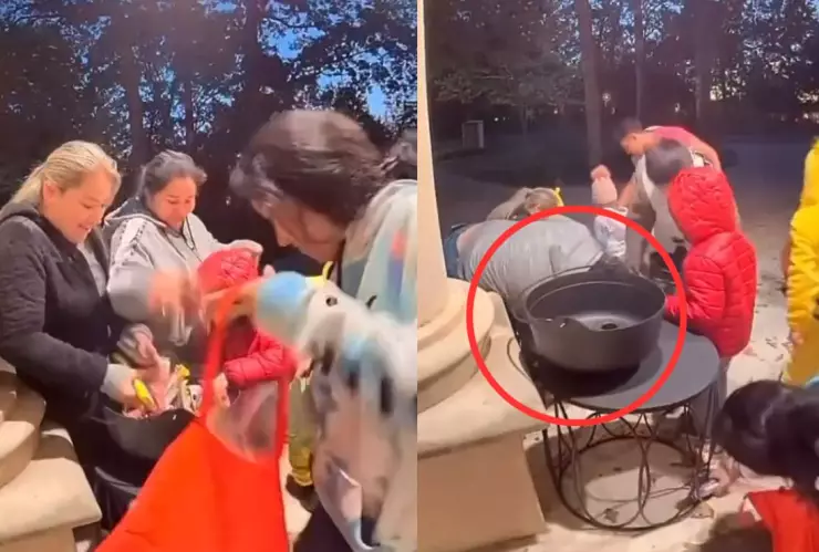 VIDEO Familia llevándose todos los dulces de Halloween en una casa hace explotar las redes