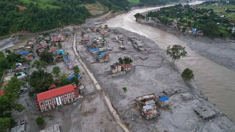 Inundaciones en el río Trishuli, en Nuwakot, Nepal.