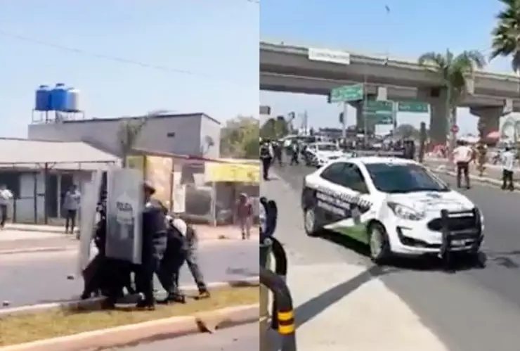 policías enfrentamiento Edomex
