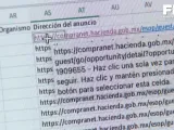 Captura de pantalla de un Excel de todos los enlaces que desaparecieron del CompraNet.