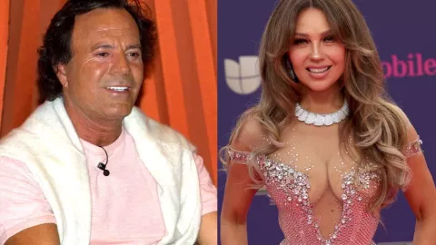 Julio Iglesias besó a Thalía así fue el momento en vivo que se volvió viral y vuelve a dar de qué hablar