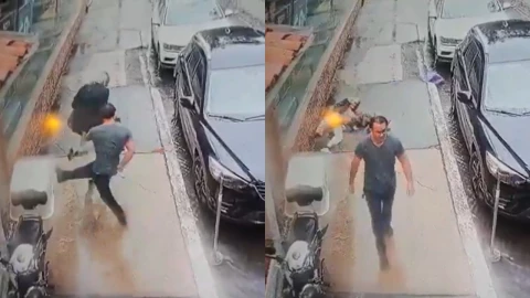 Un hombre de mediana edad patea a un adulto mayor, quien cae al suelo sin meter las manos, sucedió en Morelia