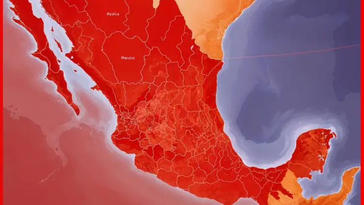 Mapa de México en color rojo